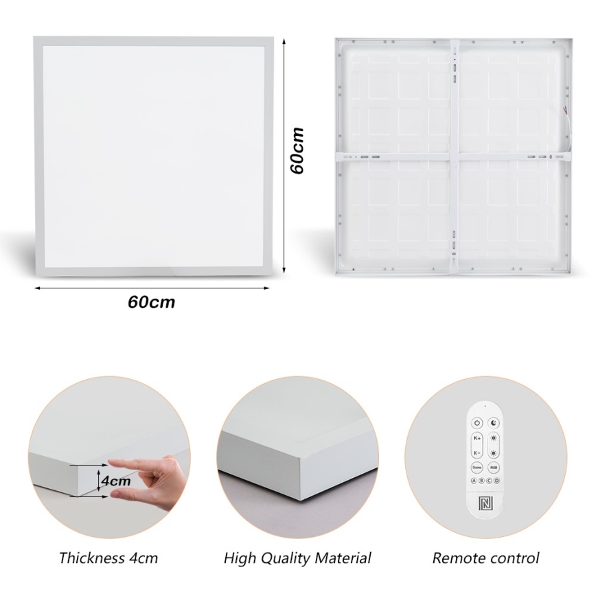 Immax NEO 07277L - Himmennettävä kylpyhuoneen LED-kattovalaisin NEO LITE FRAME LED/50W/230V IP44 Wi-Fi Tuya +remote hallinta valkoinen