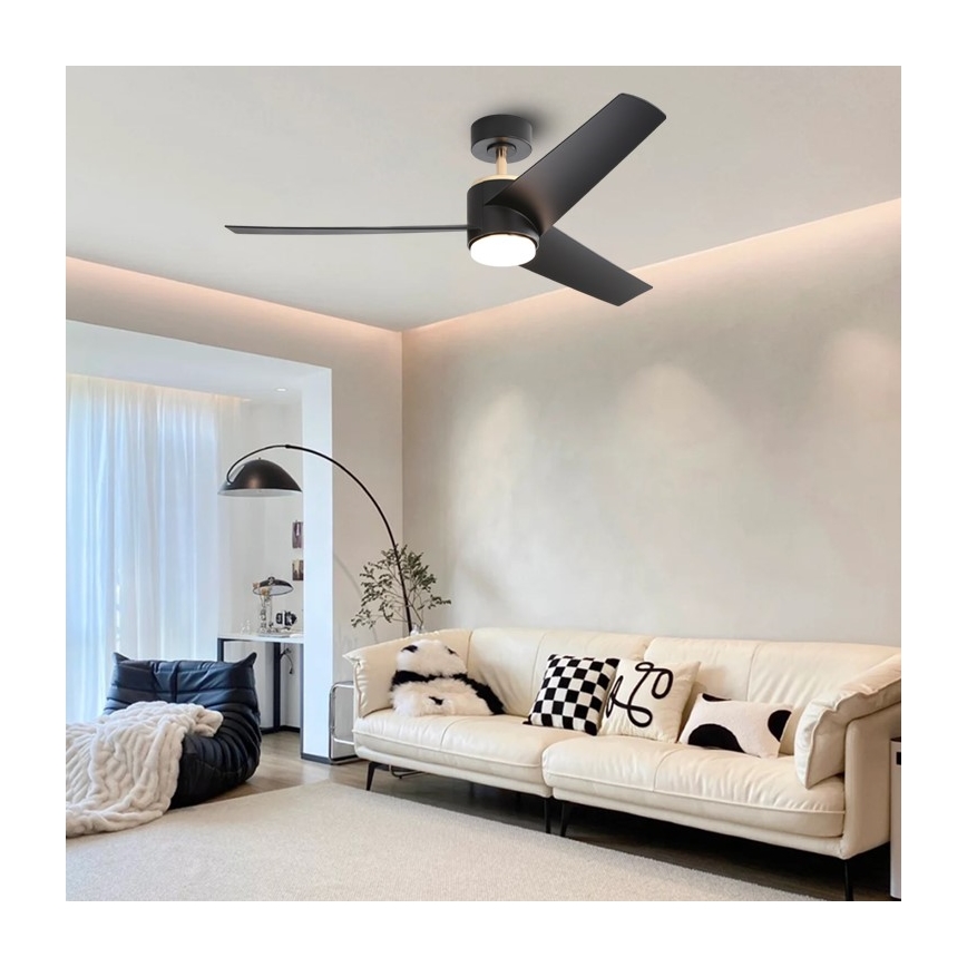Immax NEO 07280L - LED Kattotuuletin BEAUTY LED/18W/230V Wi-Fi Tuya musta halkaisija 132 cm + kauko-ohjaus