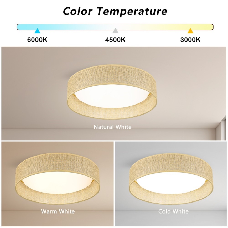 Immax NEO 07289L - LED+CCT-himmennettävä kattovalaisin LONA LED/36W/230V 3000–6000 K Wi‑Fi Tuya Ø 45,5 cm + kaukosäädin