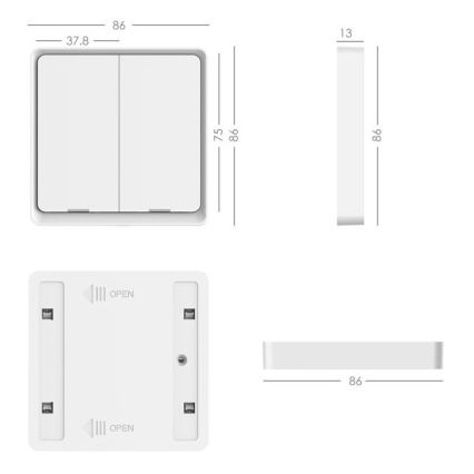 Immax NEO 07507C - SET 3x kytkin 2-painiketta SMART 3xCR2430 Zigbee 3.0 Tuya
