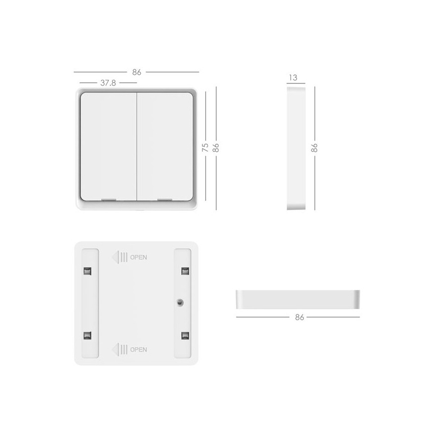 Immax NEO 07507C - SET 3x kytkin 2-painiketta SMART 3xCR2430 Zigbee 3.0 Tuya