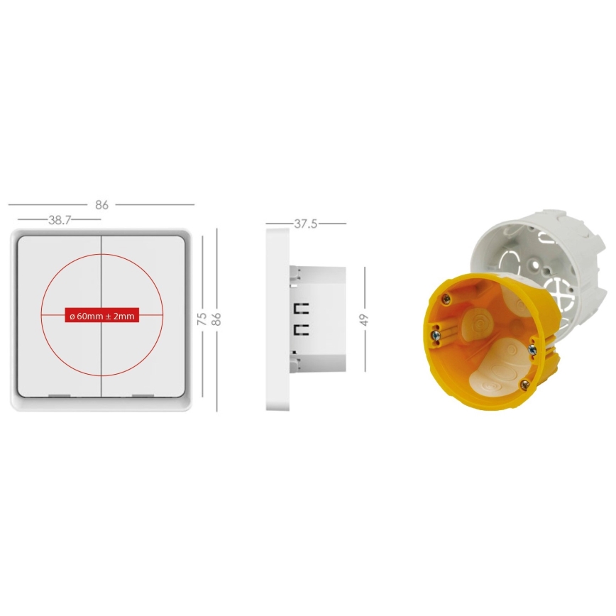 Immax NEO 07513L - 2-painikkeen katkaisin SMART 230V Wi-Fi Tuya