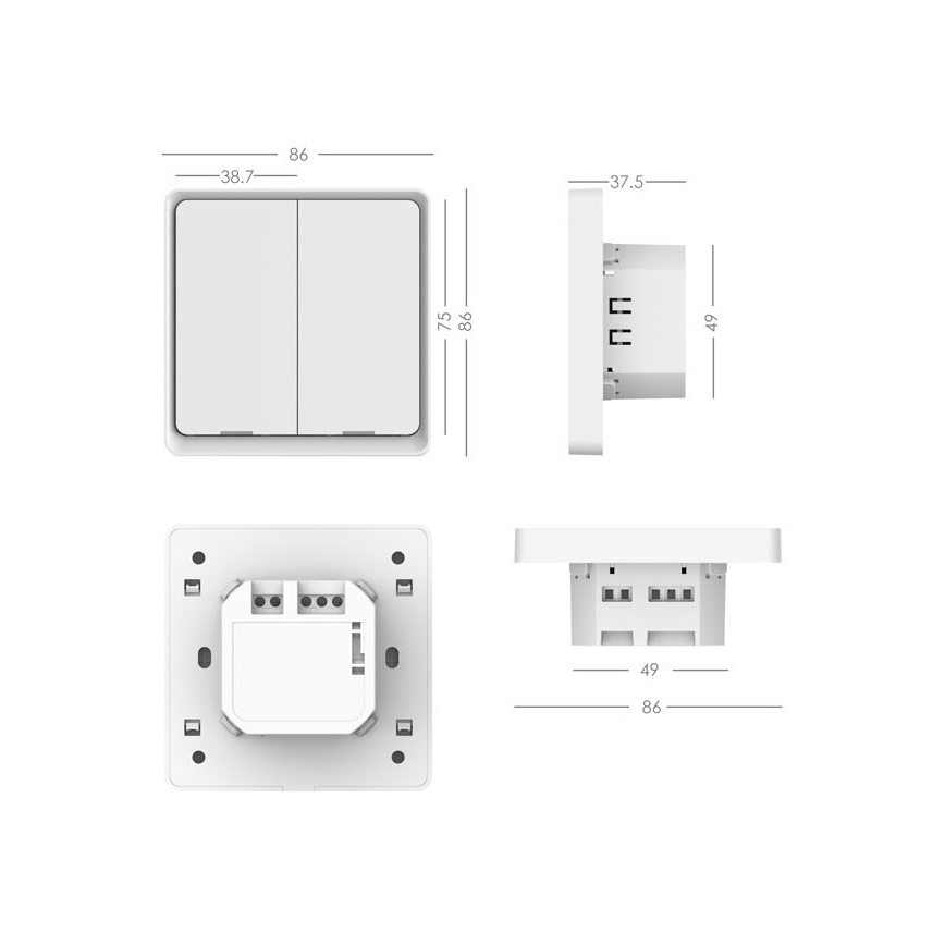Immax NEO 07513L - 2-painikkeen katkaisin SMART 230V Wi-Fi Tuya