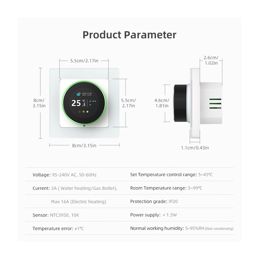 Immax NEO 07534L - Älykäs lattialämmitystermostaatti 230V/3A Wi-Fi Tuya