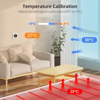 Immax NEO 07535L - Älykäs termostaatti sähkölattialämmitykseen 230V/16A Wi‑Fi Tuya