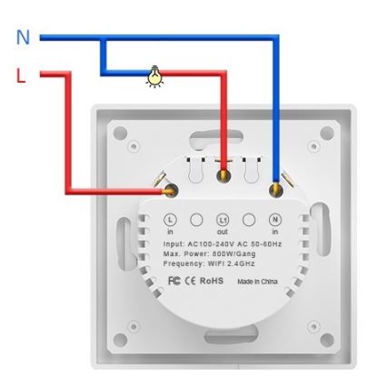 Immax NEO 07538L - 1-painikkeinen SMART-kytkin 230 V, Wi‑Fi (Tuya)
