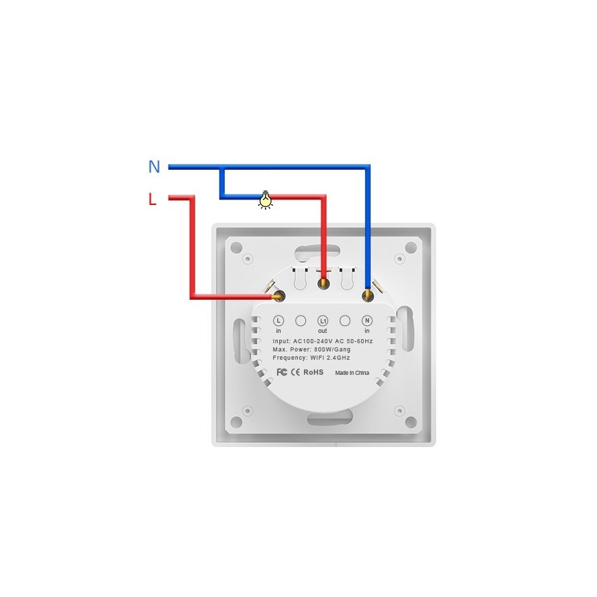Immax NEO 07538L - 1-painikkeinen SMART-kytkin 230 V, Wi‑Fi (Tuya)