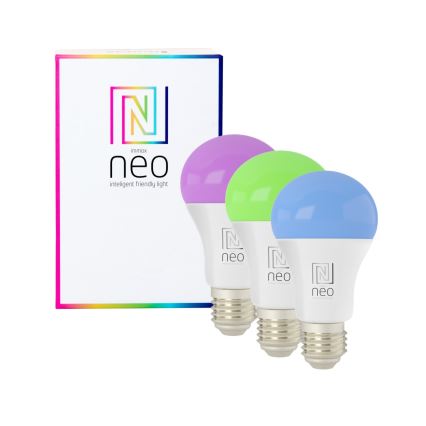 Immax NEO 07712CDO - SETTI 3x LED RGB+CCT Himmennettävä lamppu E27/9W/230V Wi-Fi Tuya + kauko-ohjaus