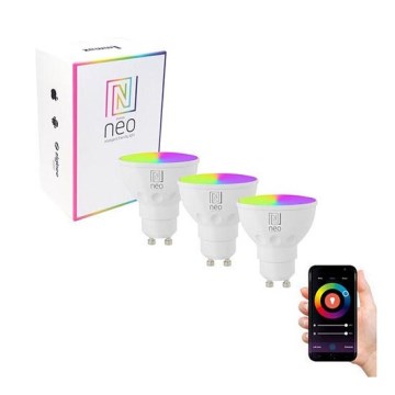 Immax NEO 07724C - SETTI 3x LED RGB+CCT Himmennettävä lamppu GU10/4,8W/230V 2700K Wi-Fi Tuya