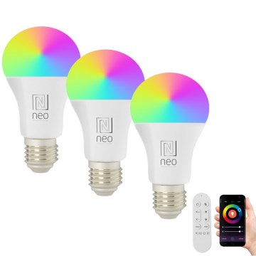 Immax NEO 07733CDO - SETTI 3x LED RGB+CCT Himmennettävä lamppu E27/11W/230V Wi-Fi Tuya + kauko-ohjaus
