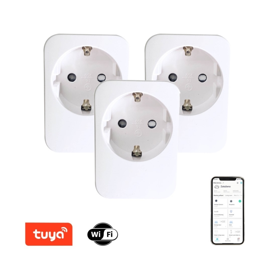 Immax NEO 07761C - SETTI 3x Älypistorasia NEO LITE 3680W/230V/16A Wi-Fi Tuya
