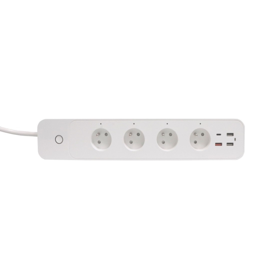 Immax NEO 07771L - NEO LITE Smart jatkojohto 4 pistorasialla + 3x USB + 1x USB C Wi-Fi Tuya