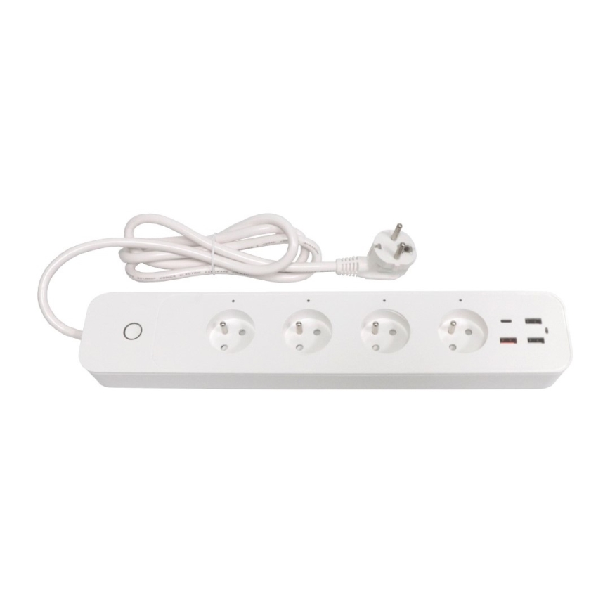 Immax NEO 07771L - NEO LITE Smart jatkojohto 4 pistorasialla + 3x USB + 1x USB C Wi-Fi Tuya