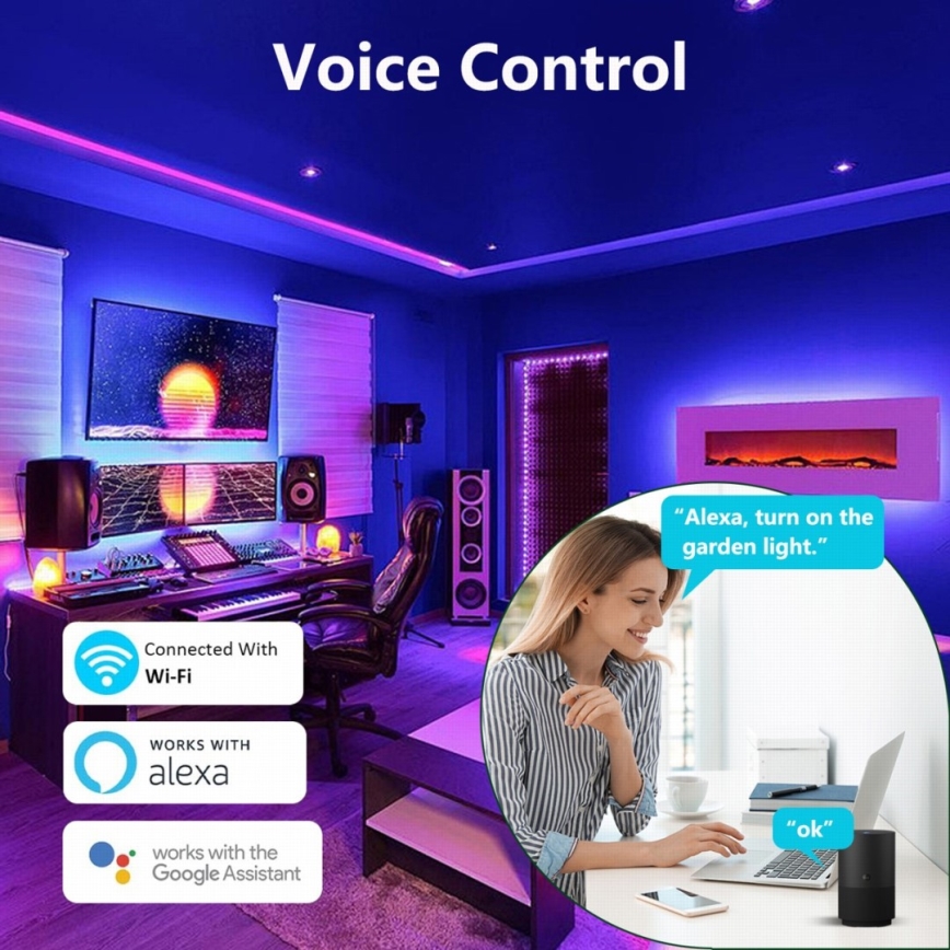 Immax NEO 07776L - LED RGB himmennettävä lattialamppu AMBIENTE LED/12W/230V Wi-Fi Tuya + kauko-ohjaus