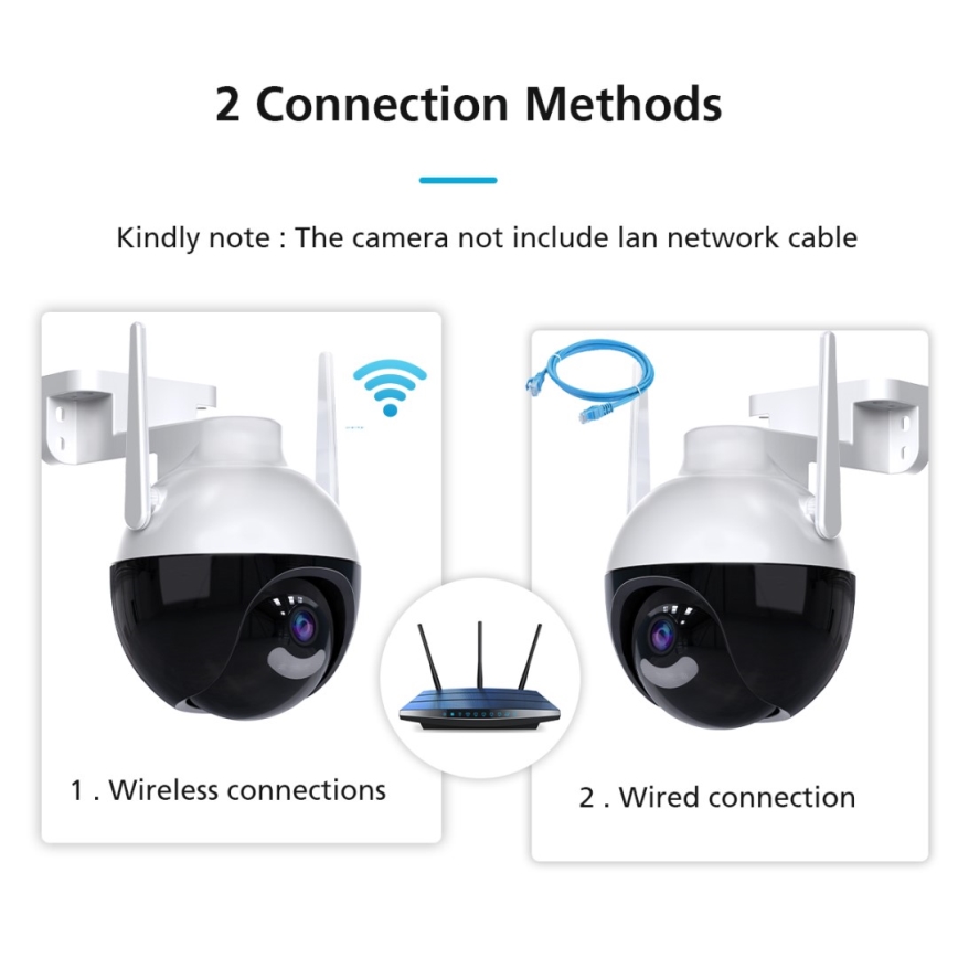 Immax NEO 07782L - Älykäs ulkokamera anturilla BALL 355° P/T 4MP IP65 Wi-Fi Tuya