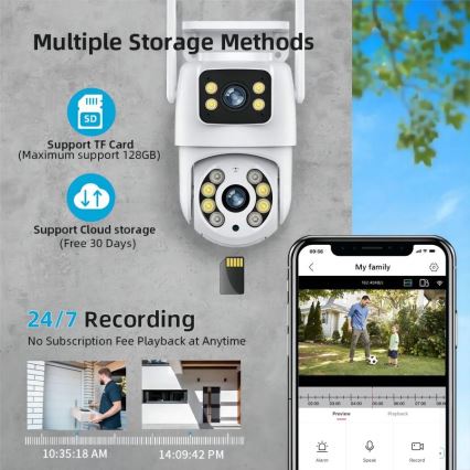 Immax NEO 07783L - Älykäs ulkokamera anturilla DOUBLE 355° P/T 2x2MP IP65 Wi-Fi Tuya