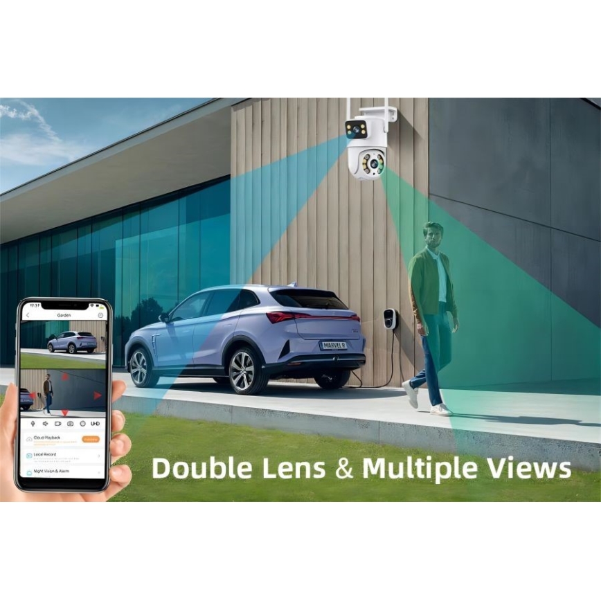 Immax NEO 07783L - Älykäs ulkokamera anturilla DOUBLE 355° P/T 2x2MP IP65 Wi-Fi Tuya