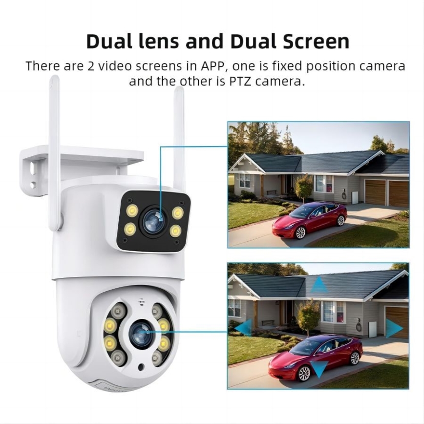 Immax NEO 07783L - Älykäs ulkokamera anturilla DOUBLE 355° P/T 2x2MP IP65 Wi-Fi Tuya