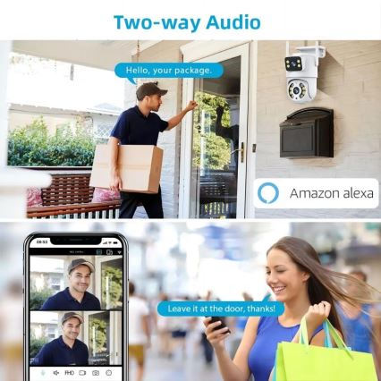 Immax NEO 07783L - Älykäs ulkokamera anturilla DOUBLE 355° P/T 2x2MP IP65 Wi-Fi Tuya