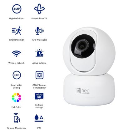 Immax NEO 07795L - Älykäs sisätila kamera anturilla 4MP 5V Wi-Fi Tuya