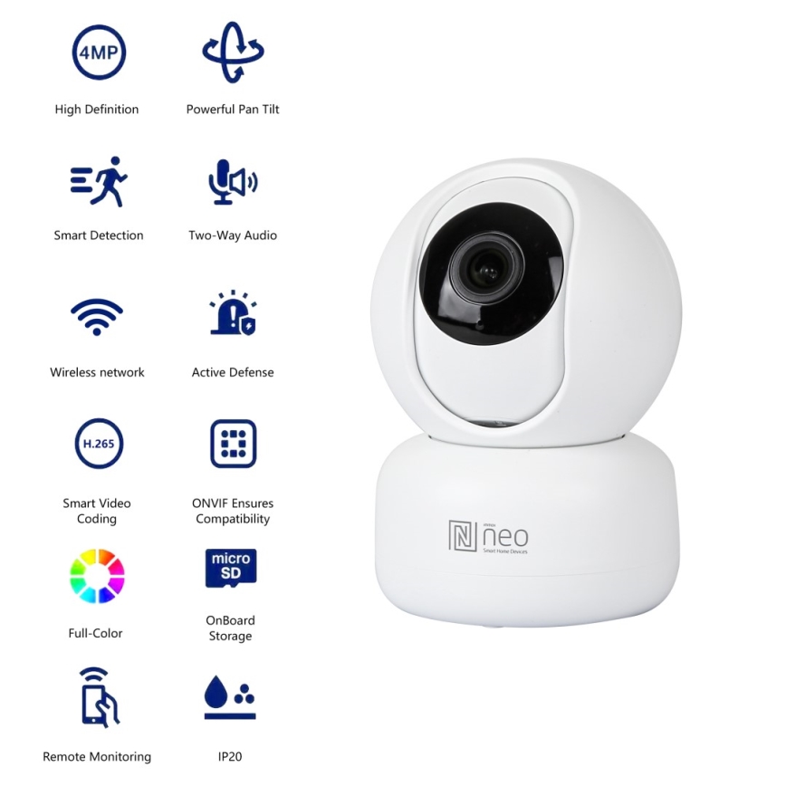 Immax NEO 07795L - Älykäs sisätila kamera anturilla 4MP 5V Wi-Fi Tuya