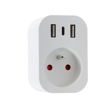 Immax NEO 07799L - Älykäs pistorasian jakaja 16A/230V + 2xUSB+1xUSB C Wi-Fi Tuya