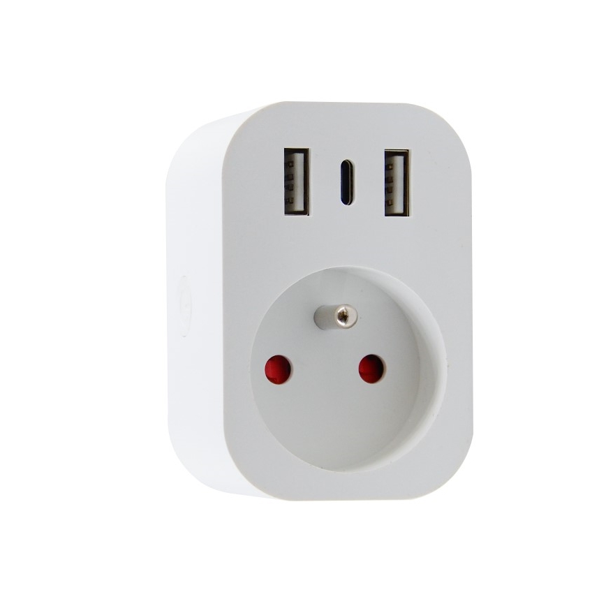 Immax NEO 07799L - Älykäs pistorasian jakaja 16A/230V + 2xUSB+1xUSB C Wi-Fi Tuya
