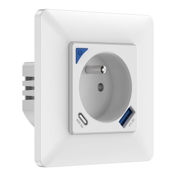 Immax NEO 07800L - Älykäs pistoke 16A/230V + 1xUSB-A+1xUSB C Wi-Fi Tuya