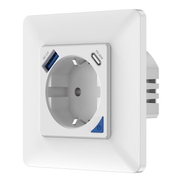 Immax NEO 07801L - Älykäs pistoke 16A/230V + 1xUSB-A+1xUSB C Tuya