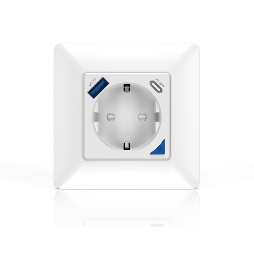 Immax NEO 07801L - Älykäs pistoke 16A/230V + 1xUSB-A+1xUSB C Tuya