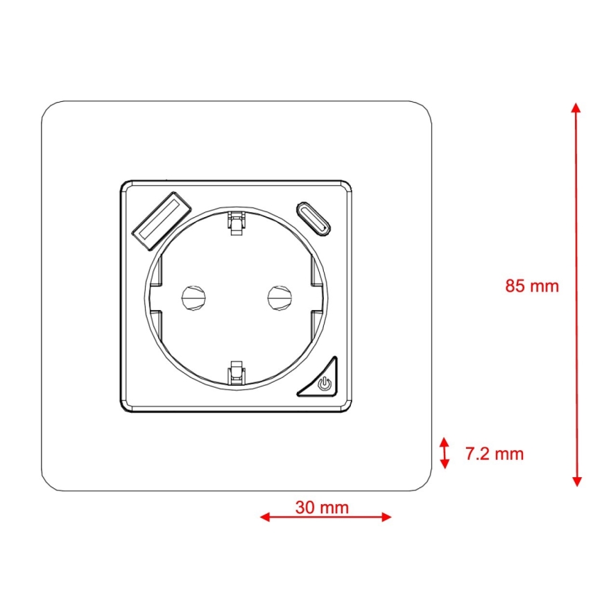 Immax NEO 07801L - Älykäs pistoke 16A/230V + 1xUSB-A+1xUSB C Tuya
