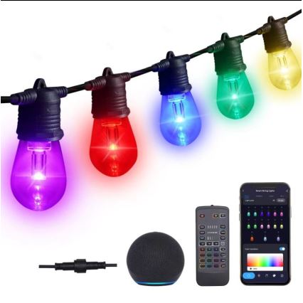 LED RGB+CCT Himmennettävä ulko ketju SEPPELE 15xLED/1W/230V 15m Wi-Fi Tuya IP65 + kauko-ohjaus