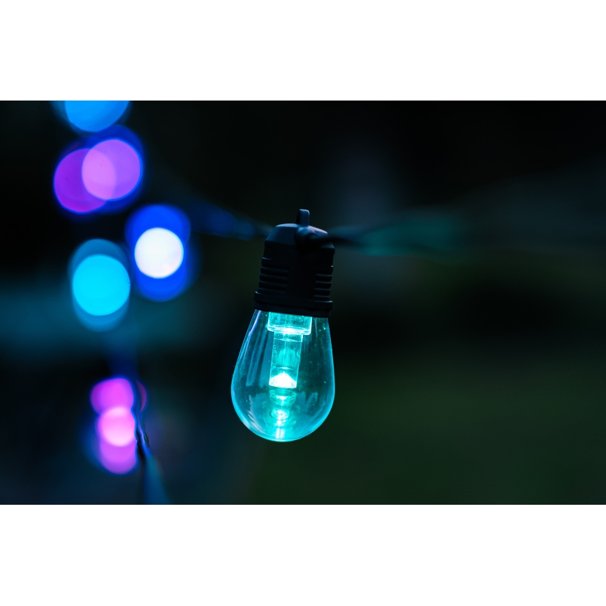 LED RGB+CCT Himmennettävä ulko ketju SEPPELE 15xLED/1W/230V 15m Wi-Fi Tuya IP65 + kauko-ohjaus