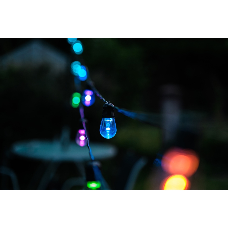 LED RGB+CCT Himmennettävä ulko ketju SEPPELE 15xLED/1W/230V 15m Wi-Fi Tuya IP65 + kauko-ohjaus