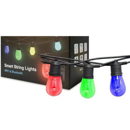 LED RGB+CCT Himmennettävä ulko ketju SEPPELE 15xLED/1W/230V 15m Wi-Fi Tuya IP65 + kauko-ohjaus