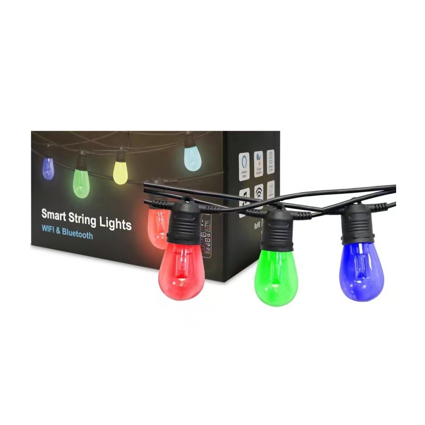 LED RGB+CCT Himmennettävä ulko ketju SEPPELE 15xLED/1W/230V 15m Wi-Fi Tuya IP65 + kauko-ohjaus