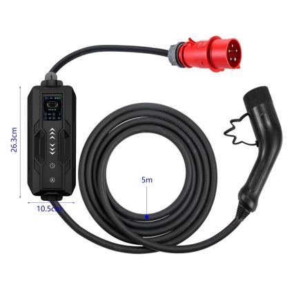 Immax - EV matkalatauspiste sähköautoille AC Type 2 32A/380V 22kW 5m + kotelo