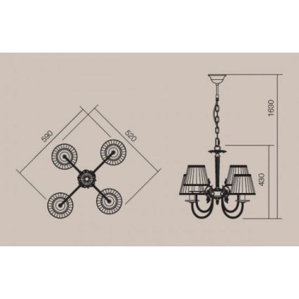 Incanti 02-657 - Kattokruunu ketjussa ILARIA 4xE14/28W/230V