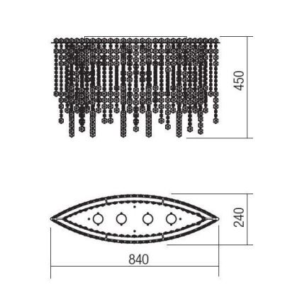 Incanti ITV CLOV4 10 60 - Pinta-asennettu kristalli kattokruunu TREVI 4xGU10/50W/230V