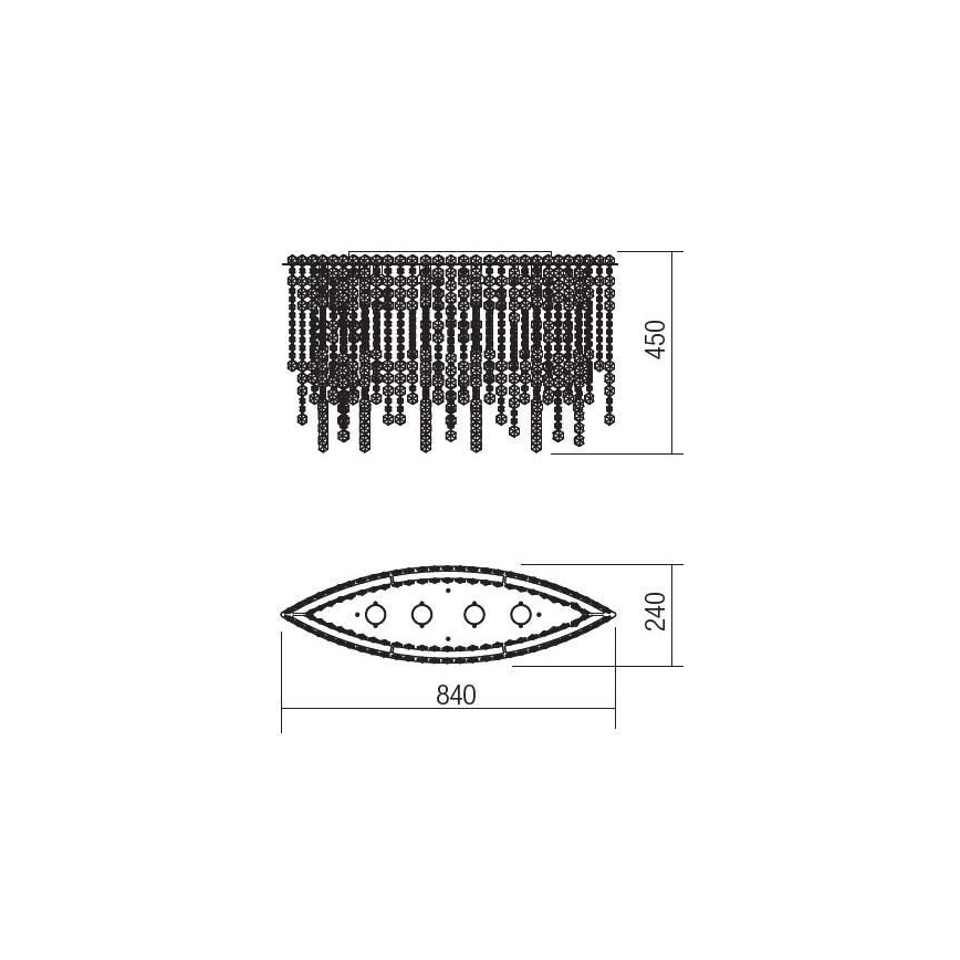 Incanti ITV CLOV4 10 60 - Pinta-asennettu kristalli kattokruunu TREVI 4xGU10/50W/230V
