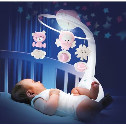 Infantino - Matkapuhelin sänkyyn melodialla 3in1 3xAAA pinkki