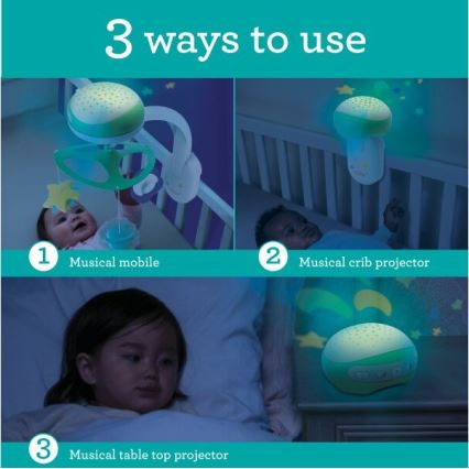 Infantino - Pinnasänky mobile kanssa melody 3in1 3xAA vihreä