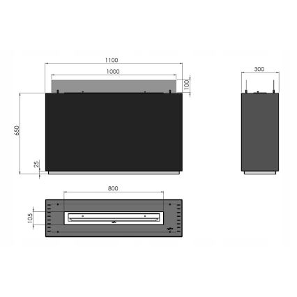 InFire - BIO takka 110x65 cm 3,5kW musta
