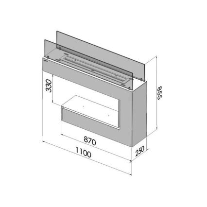 InFire - BIO takka 110x85,5 cm 3kW valkoinen