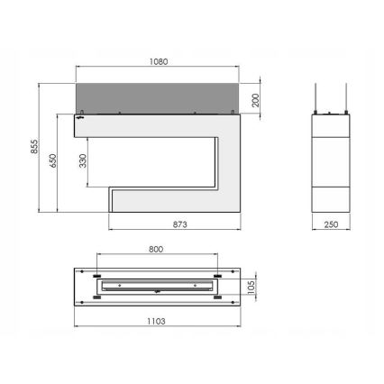 InFire - BIO takka 110x85,5 cm 3kW valkoinen