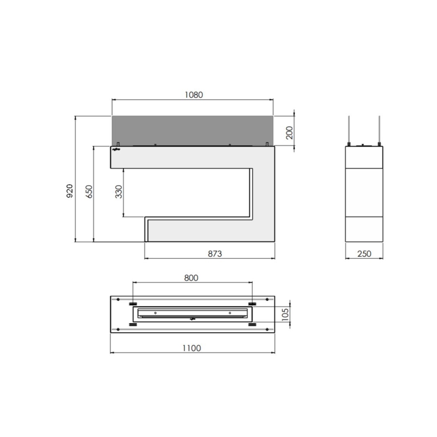 InFire - BIO takka 110x92 cm 3kW musta