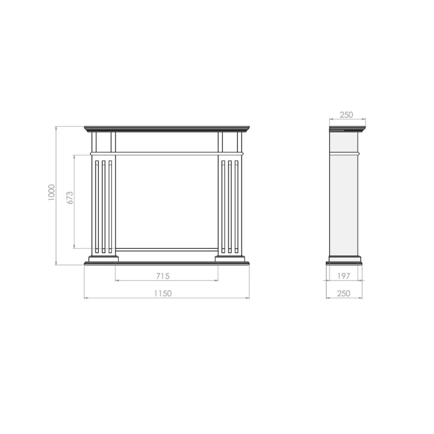 InFire - BIO takka 115x100 cm 3kW valkoinen