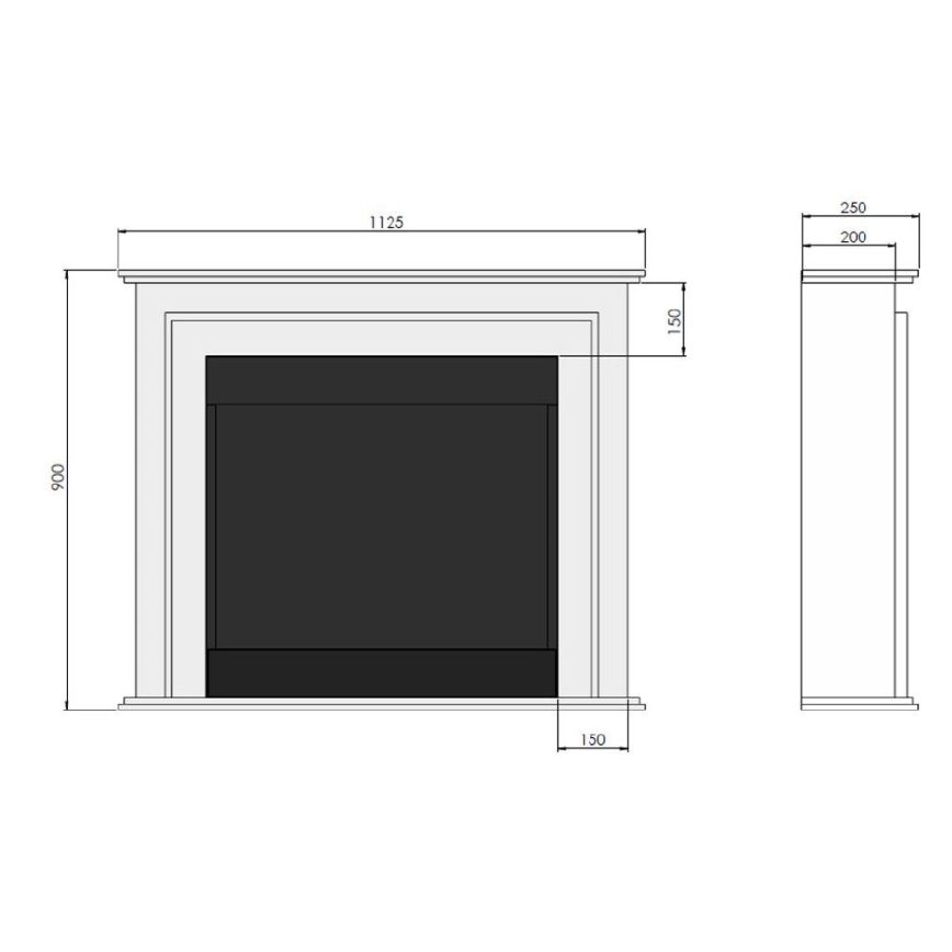 InFire - BIO takka 90x112,5 cm 3kW valkoinen