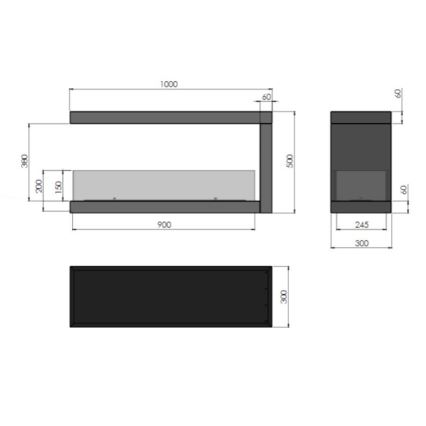 InFire - Kulma BIO takka 100x50 cm 3kW kaksipuolinen