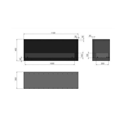 InFire - Kulma BIO takka 110x45 cm 3kW musta